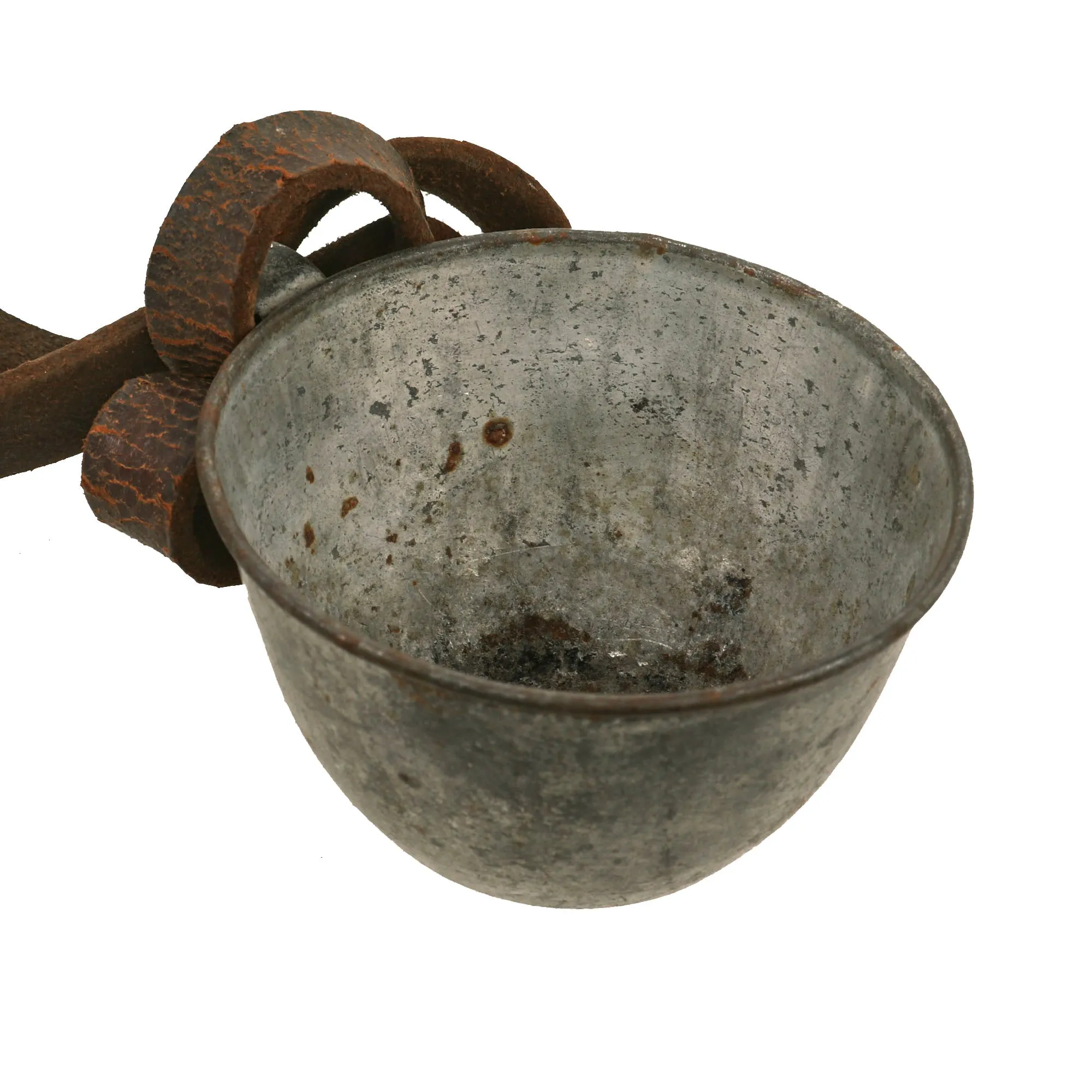 Original French WWI Model 1877 Canteen With Factory Made Cover in Horizon Blue with “Leftover” Material and Shoulder Strap With Tinned Cup - Bidon