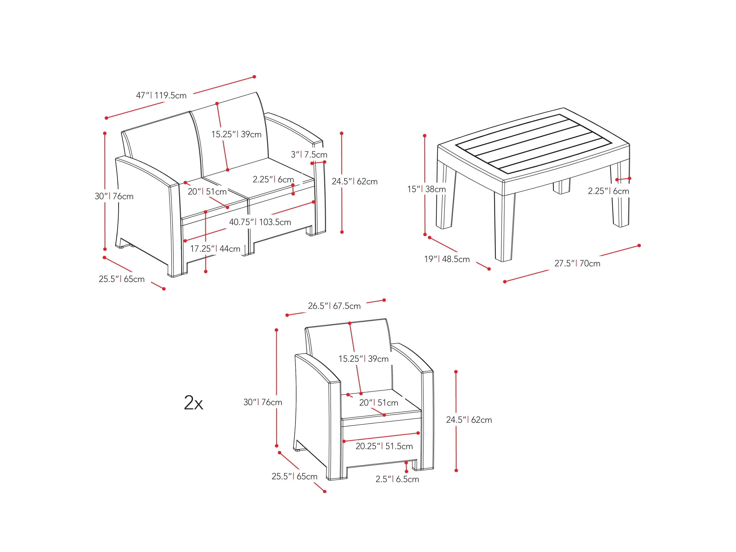 Outdoor Conversation Set, 4pc