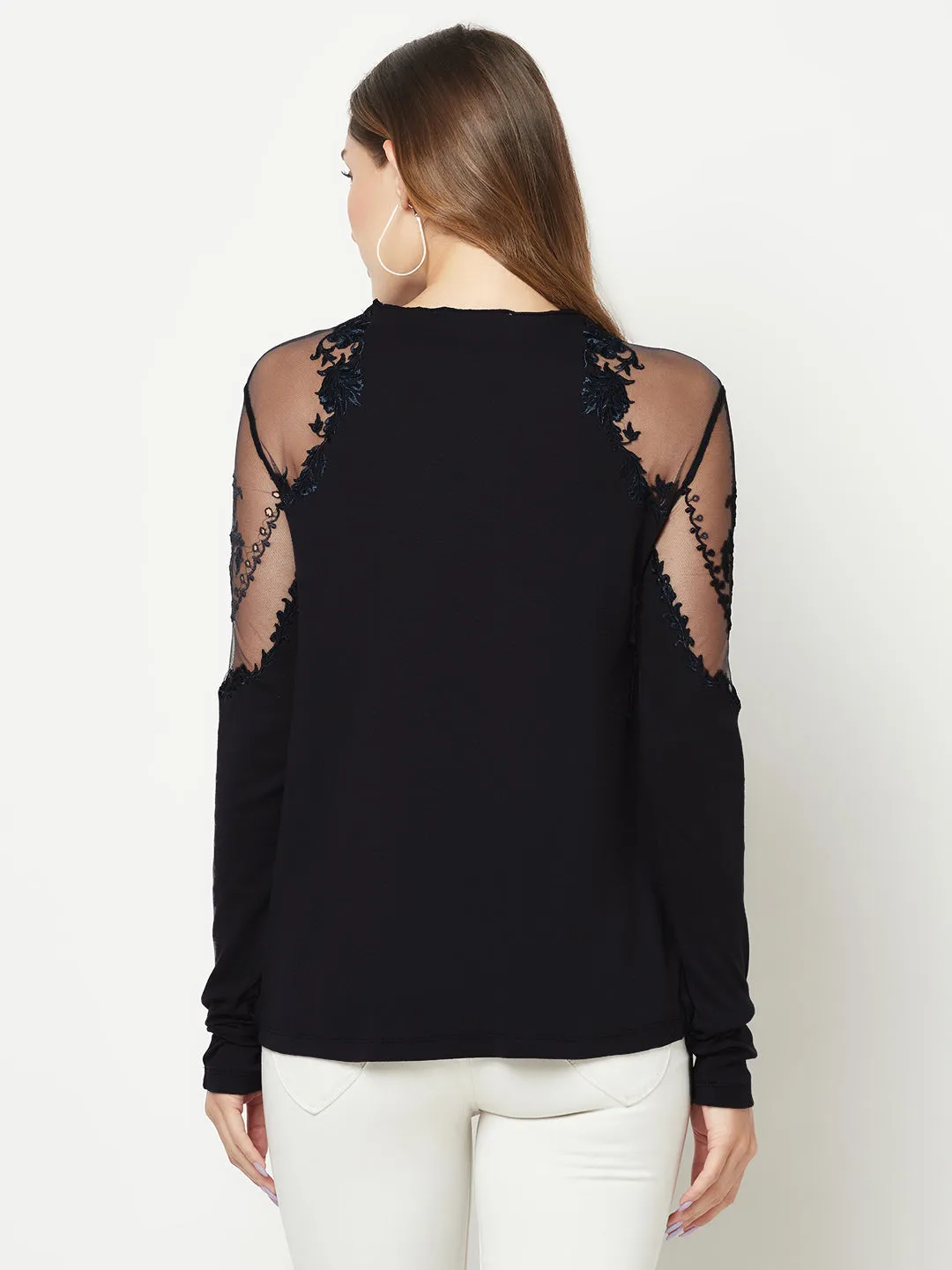 Power Black Embroidered Top