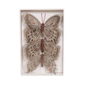 Pure Christmas Feather Butterfly Clip Copper Set of 3