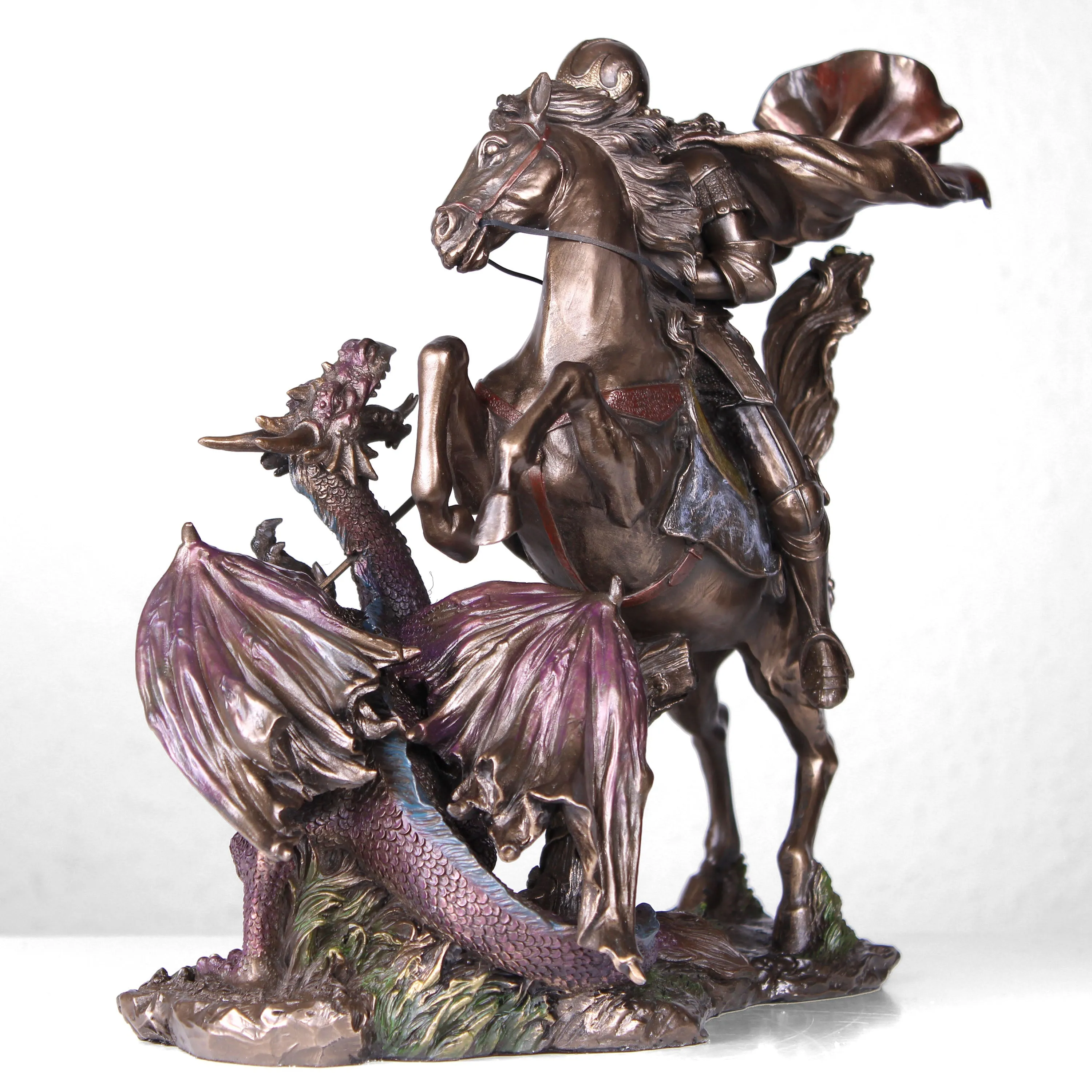 Saint George Killing the Dragon Statue (Cold Cast Bronze Sculpture)