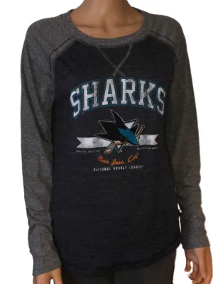 San Jose Sharks SAAG Women's Two-Tone Gray Tri-Blend Baseball T-Shirt