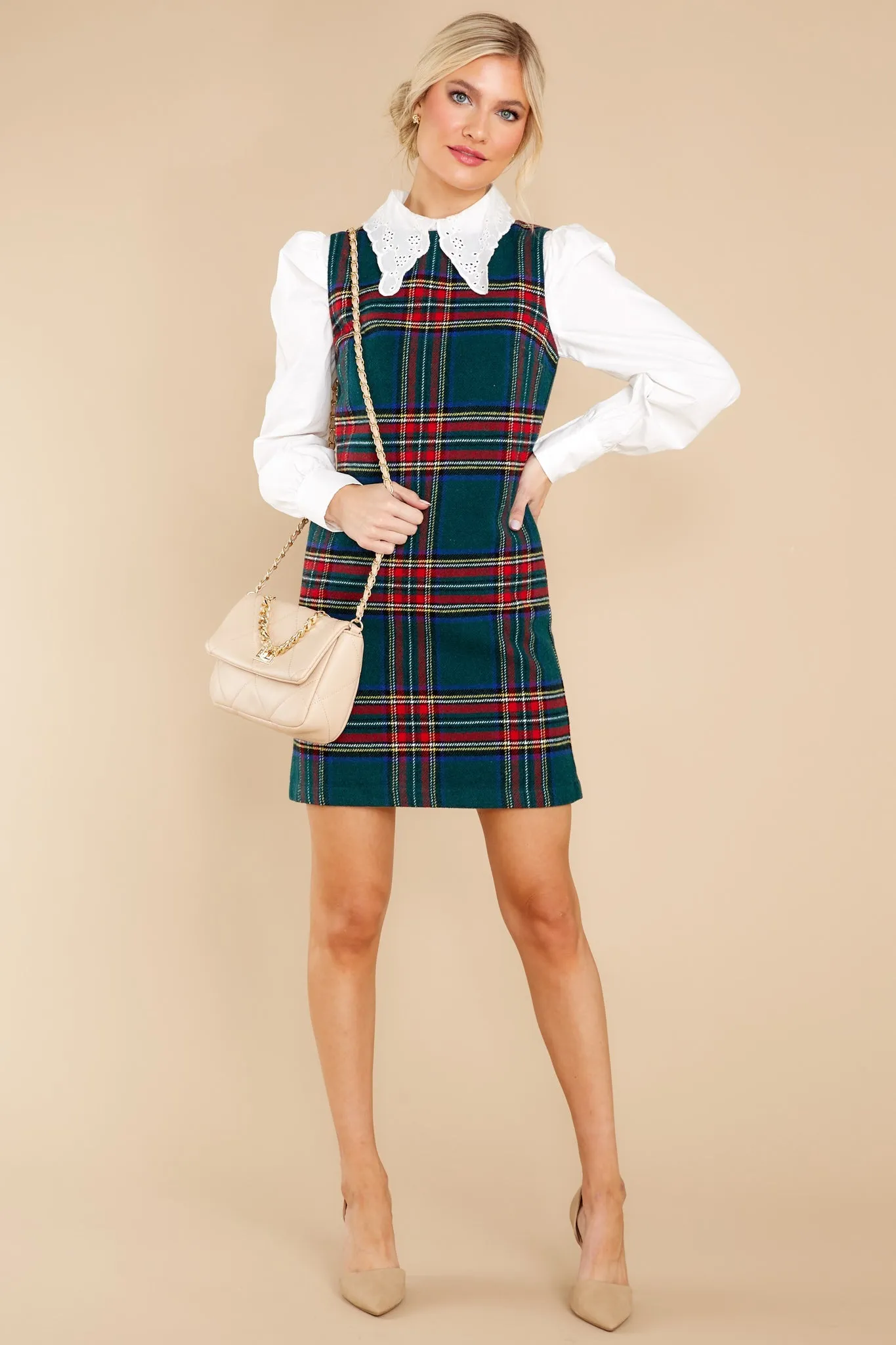 Sentimental Feeling Green Plaid Dress