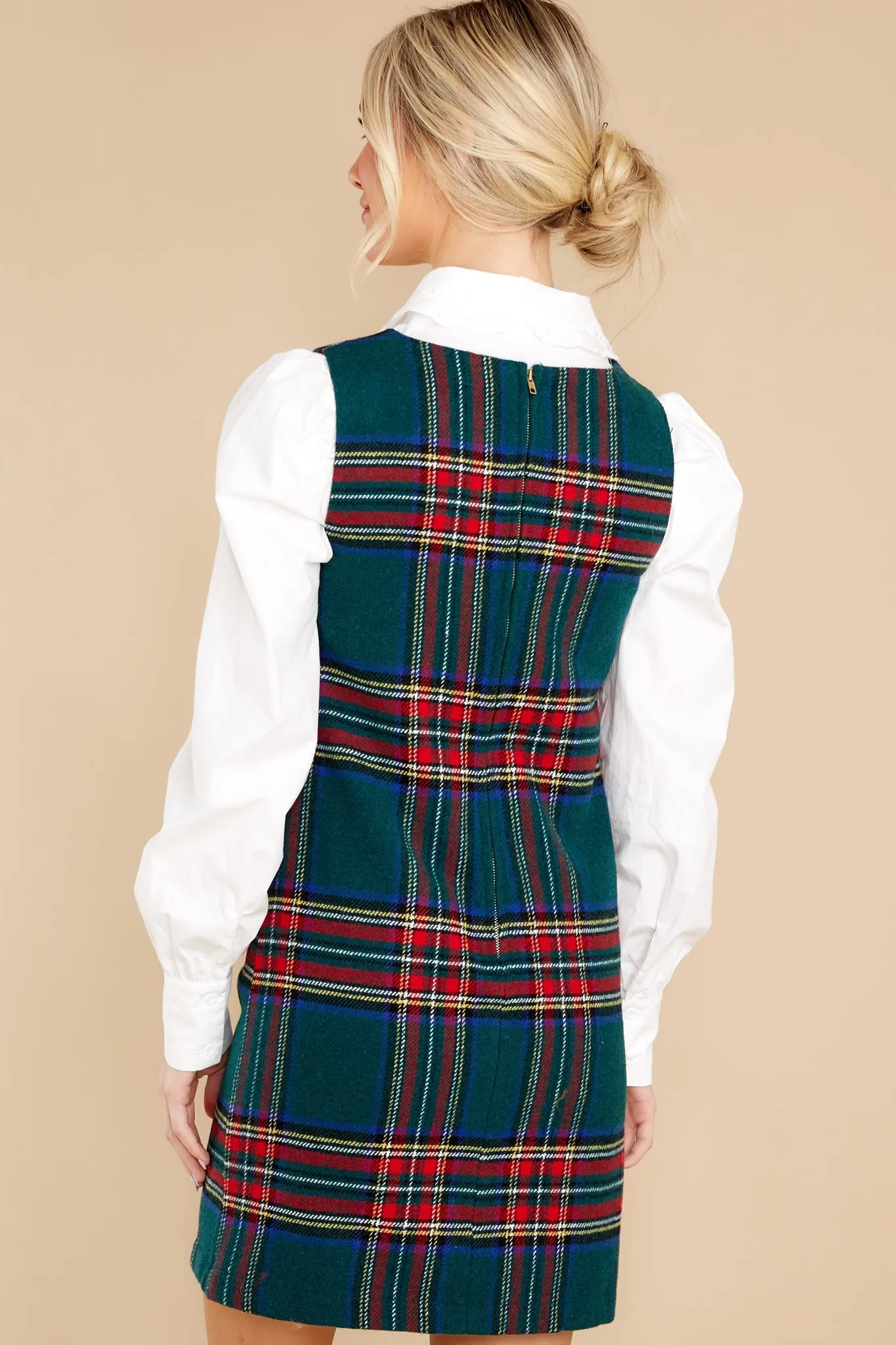 Sentimental Feeling Green Plaid Dress