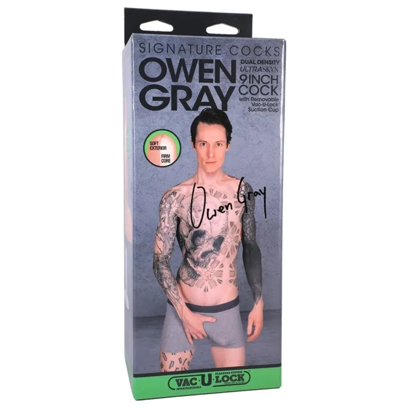 Signature Cocks - Owen Gray - 9 Inch Ultraskyn  Cock With Removable Vac-U-Lock Suction Cup - Skin Tone