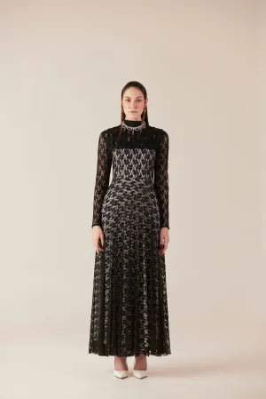 Starlight Sonata Black Long Lace Dress