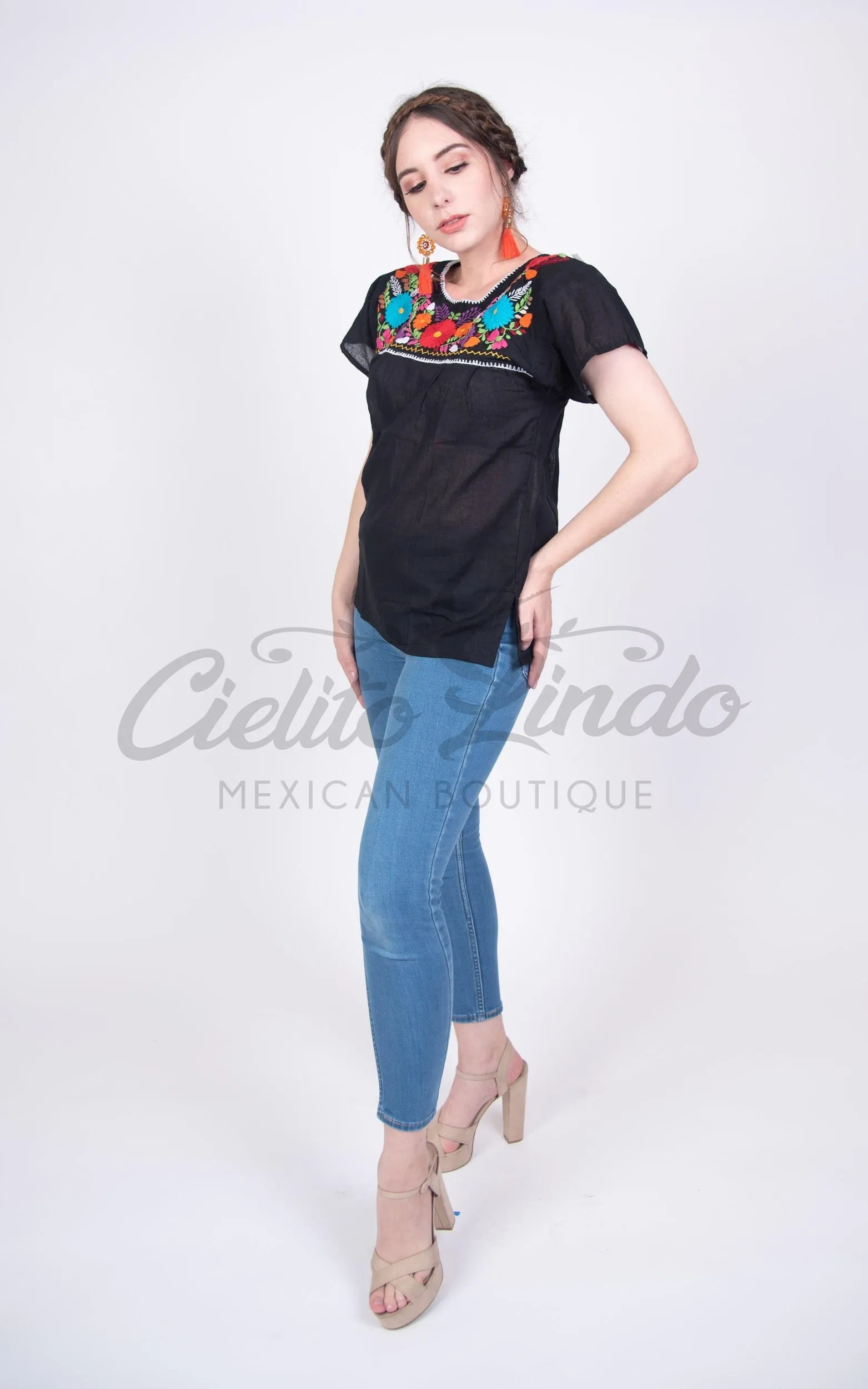 Tehuacan Blouse Black Tricolor