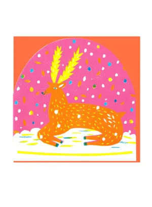 The Printed Peanut - Reindeer Snowglobe Card