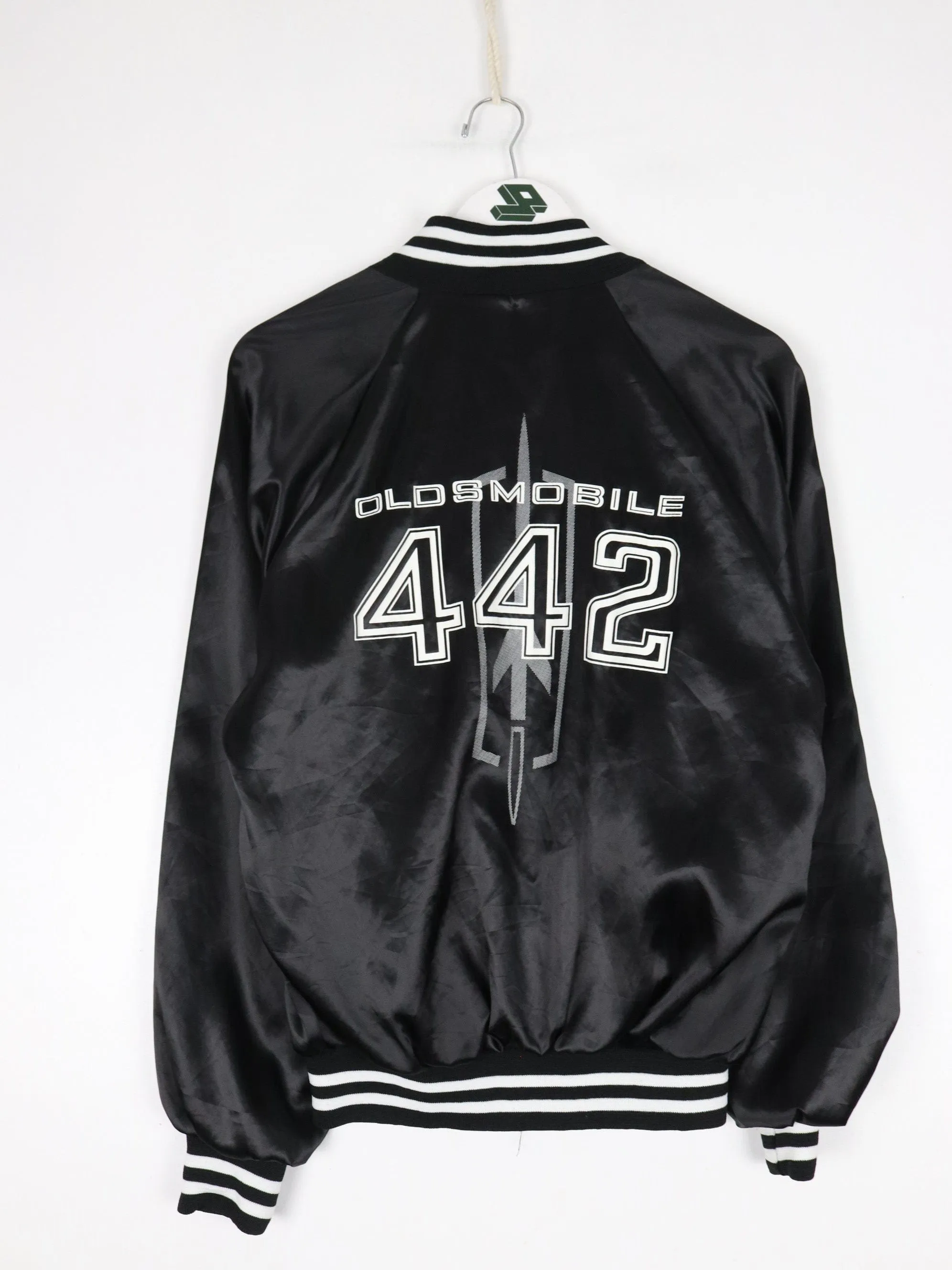 Vintage Oldsmobile Jacket Mens Small Black Satin