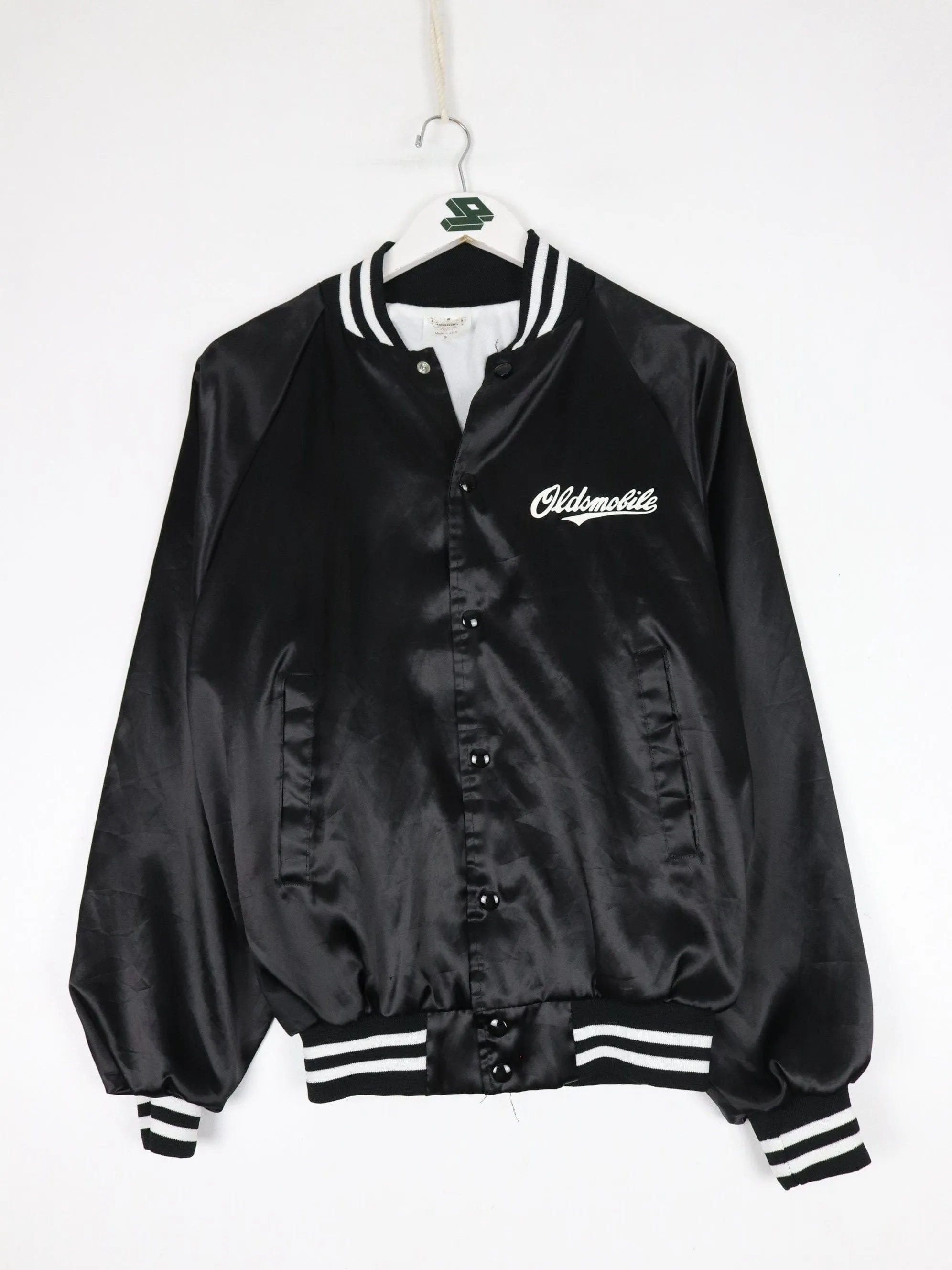 Vintage Oldsmobile Jacket Mens Small Black Satin