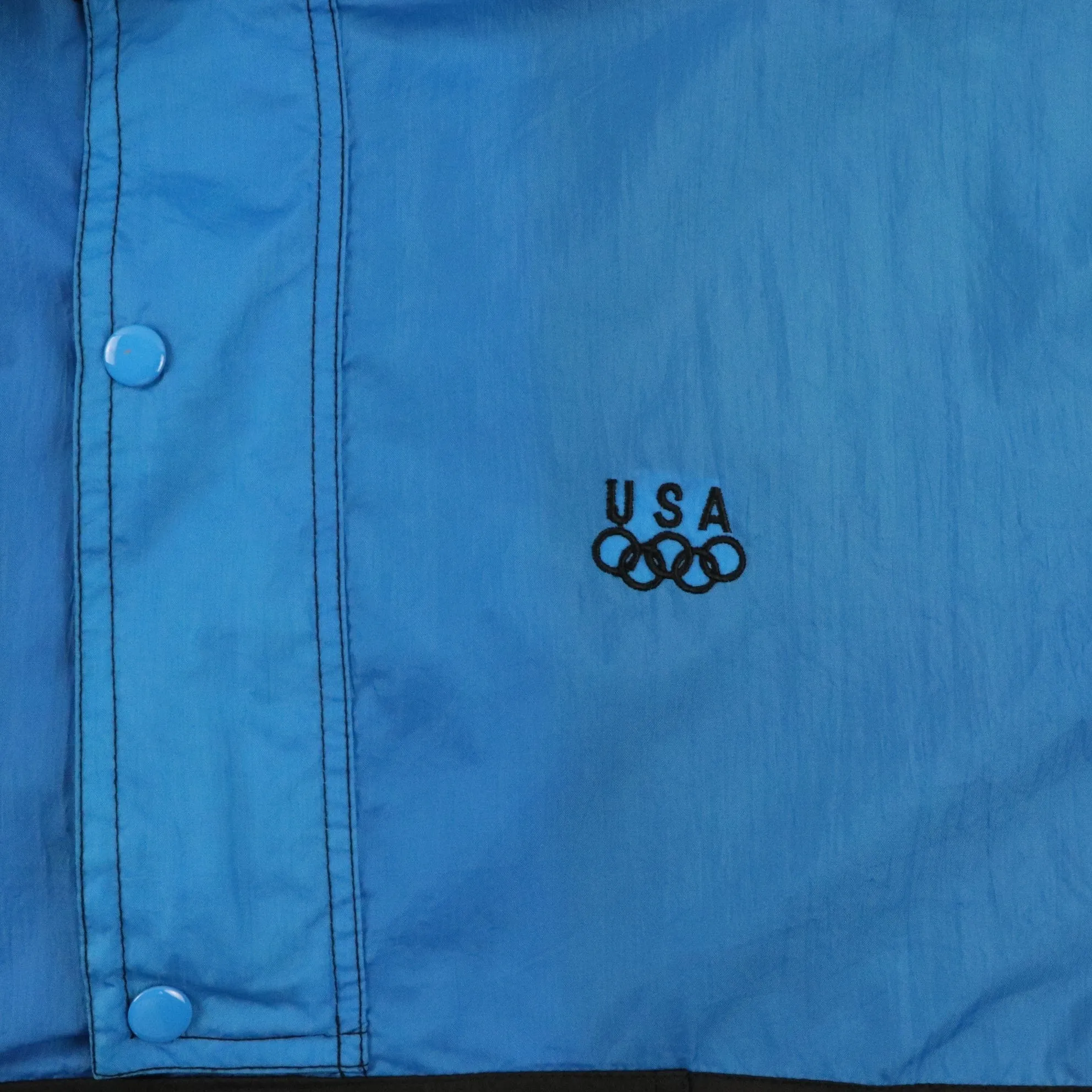 Vintage Olympics Windbreaker Womens Large Blue 90s JC Penney Anorak Jacket